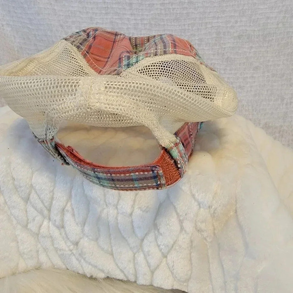 Fashion Plaid Mesh Army Cap Washington State Heart Love Peach Teal Beige OS - Picture 4 of 6